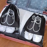 Set Of 5 Travel Shoe Pouch, Grey Non Woven Fabric Dustproof Drawstring Bag, Breathable Storage Pouch With Visual Window, Portable Shoe Organizer Drawstring Bag